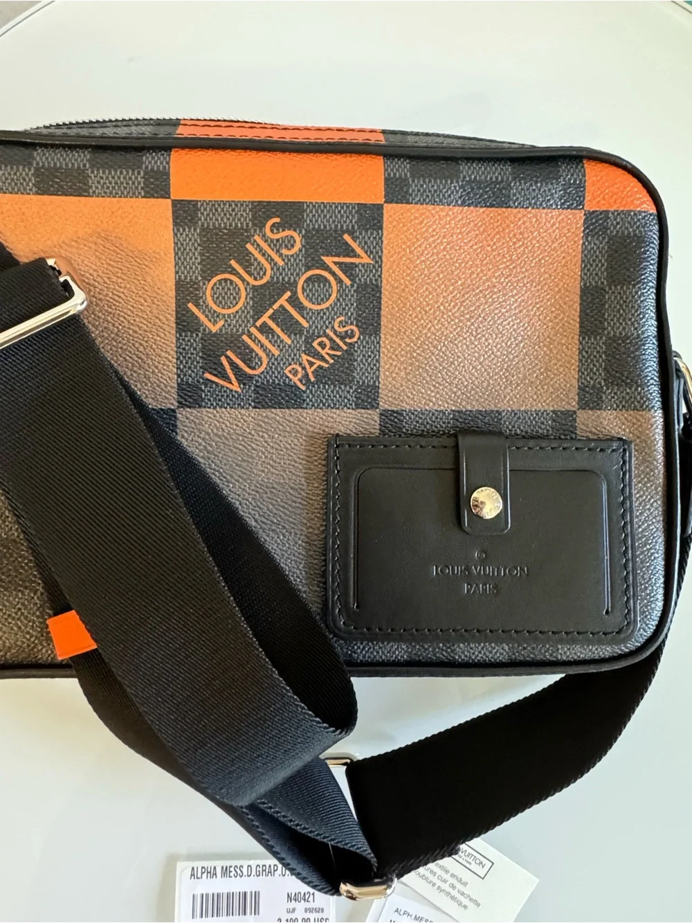 Louis Vuitton Black and Orange Damier Messenger Crossbody